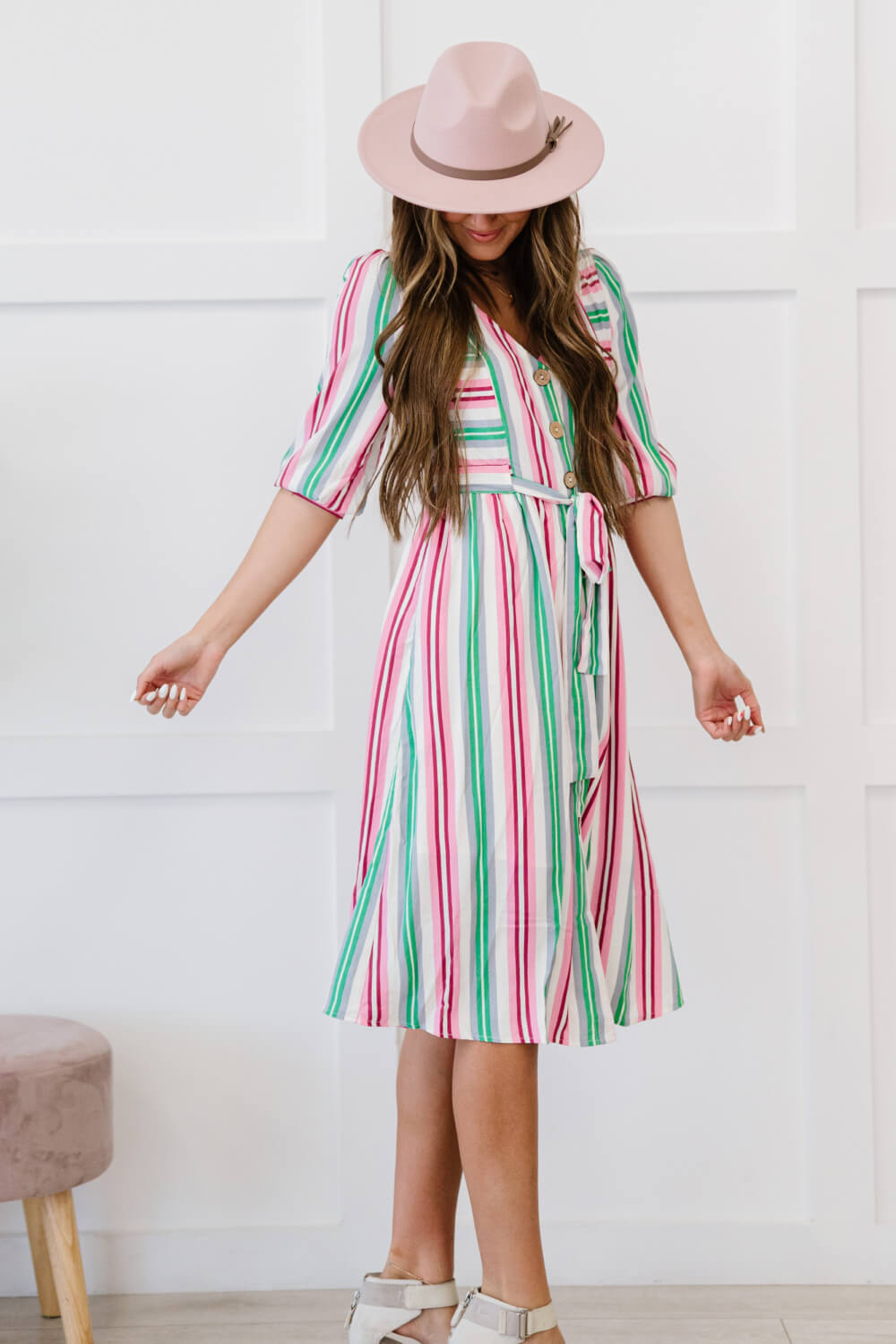 ODDI Sweet Like Candy Full Size Run Striped Dress