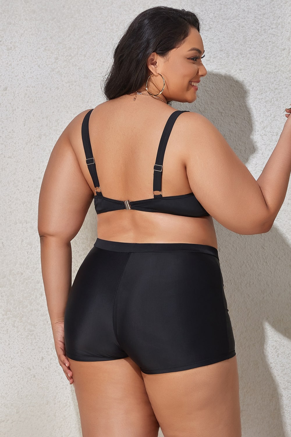 Plus Size Drawstring Detail Two-Piece Swimsuit