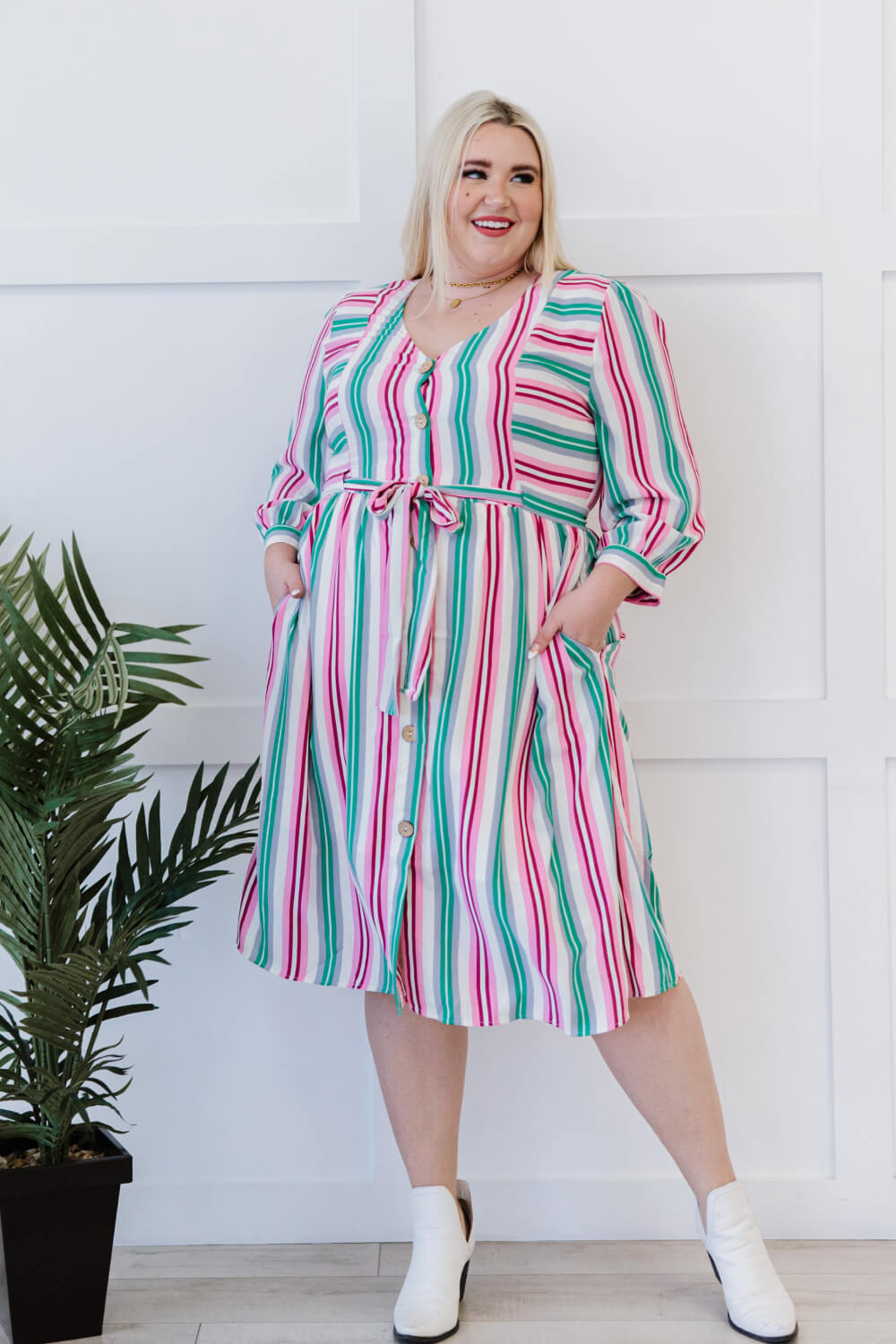 ODDI Sweet Like Candy Full Size Run Striped Dress