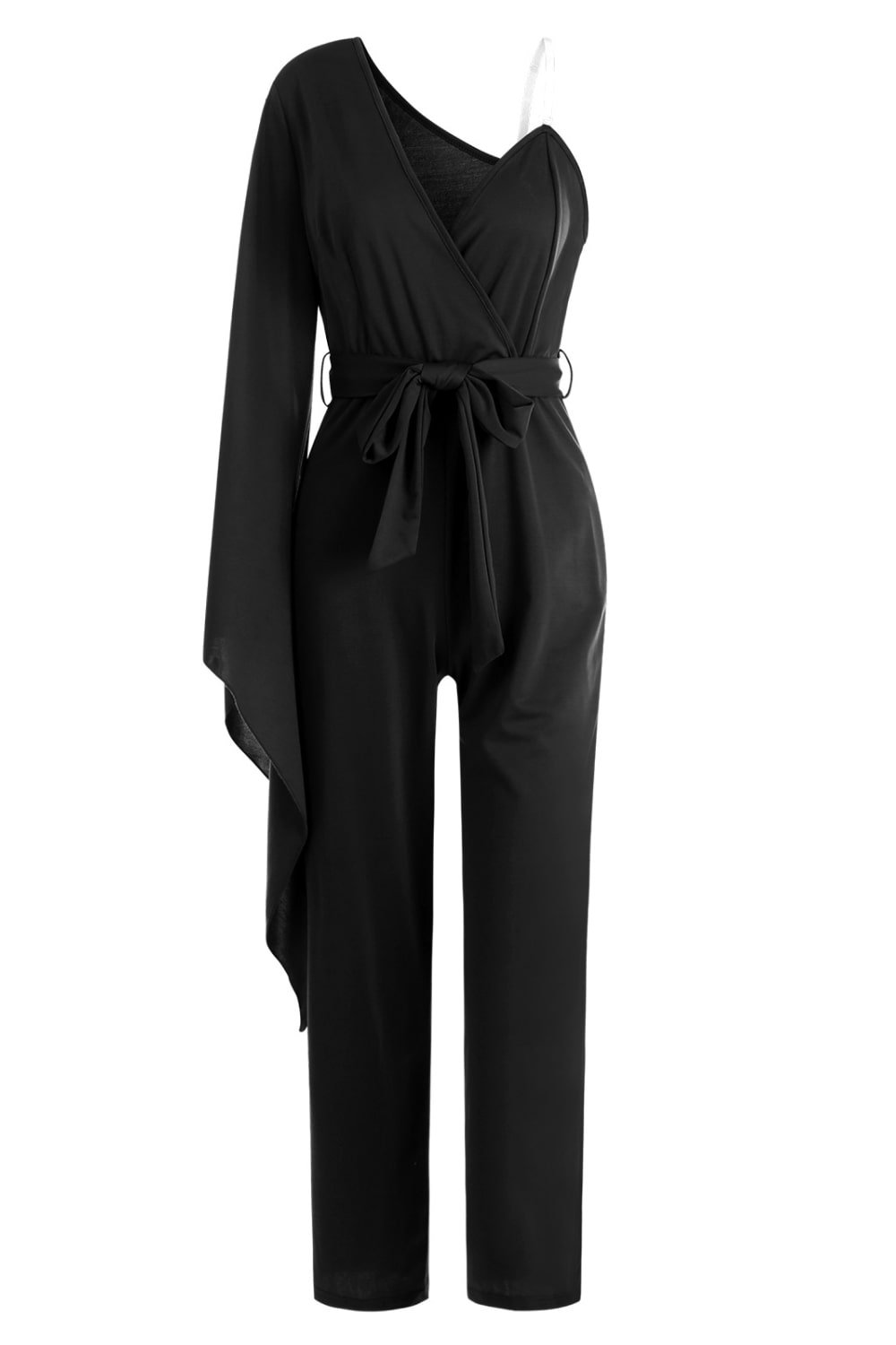 Tie-Waist Split Sleeve Surplice Jumpsuit