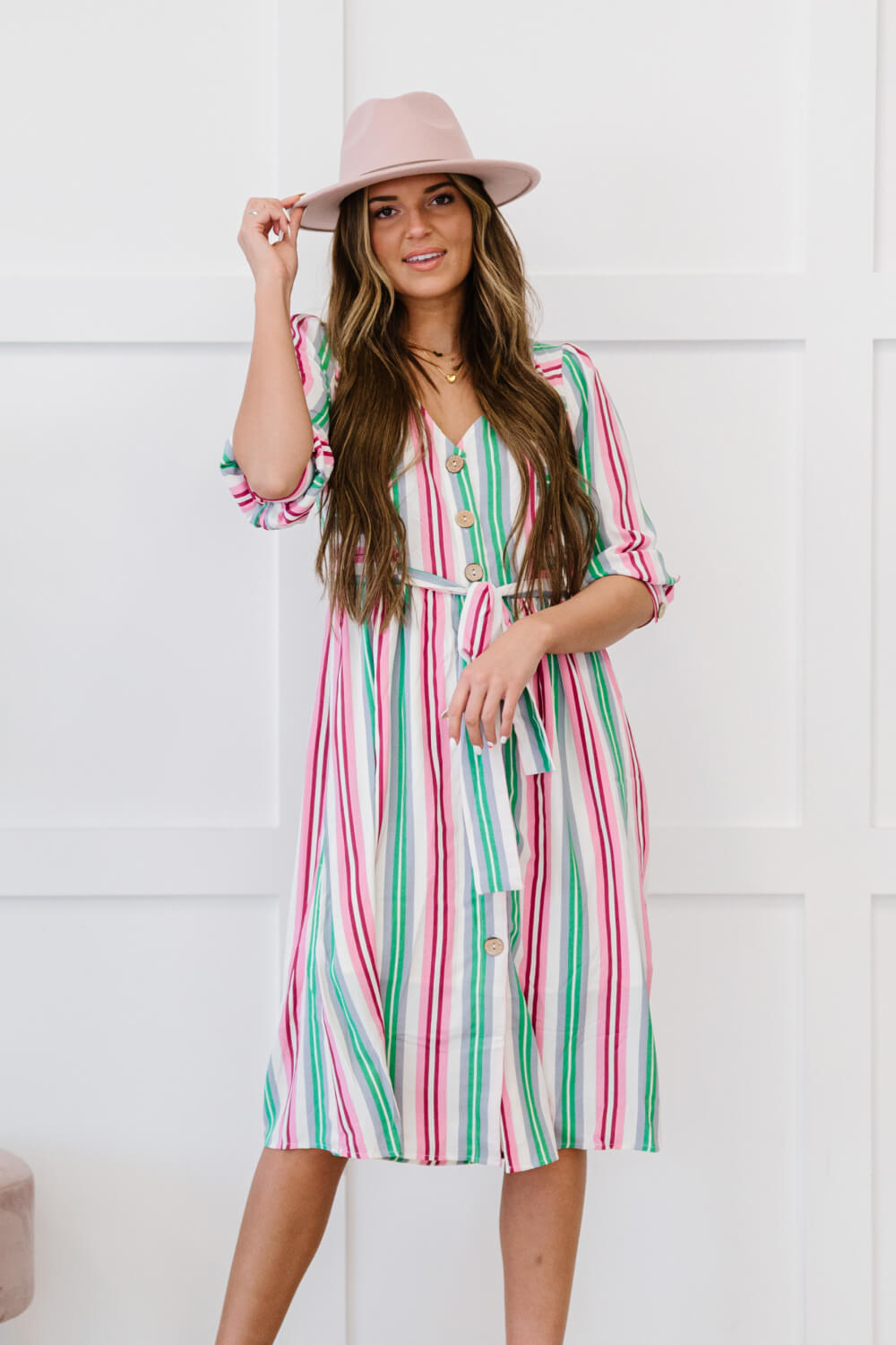 ODDI Sweet Like Candy Full Size Run Striped Dress