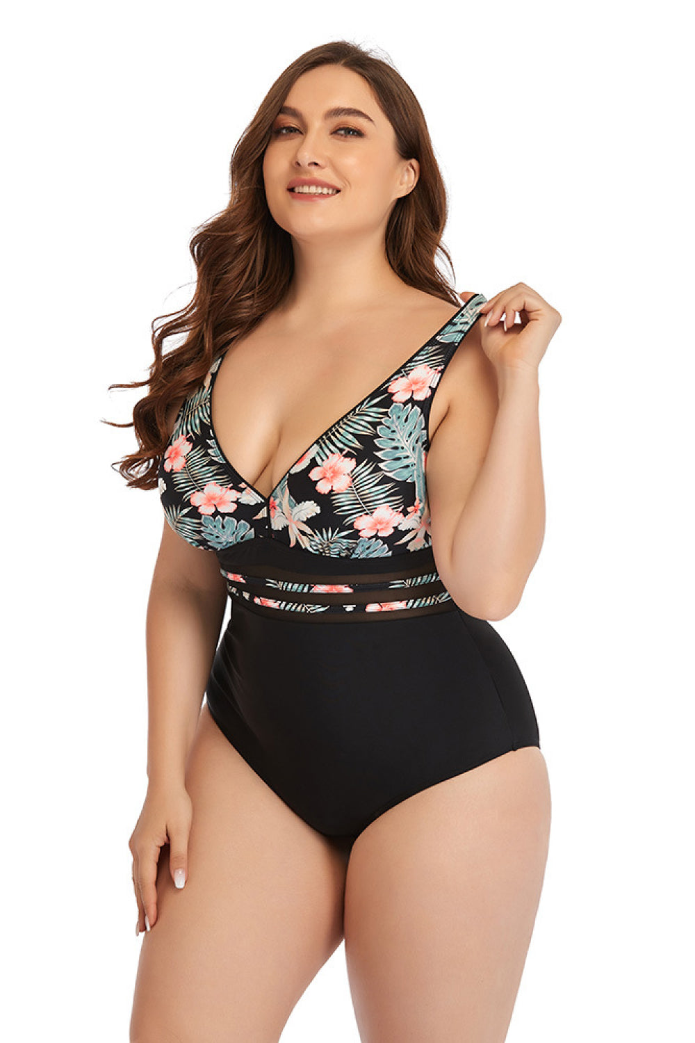 Floral Cutout Tie-Back One-Piece Swimsuit