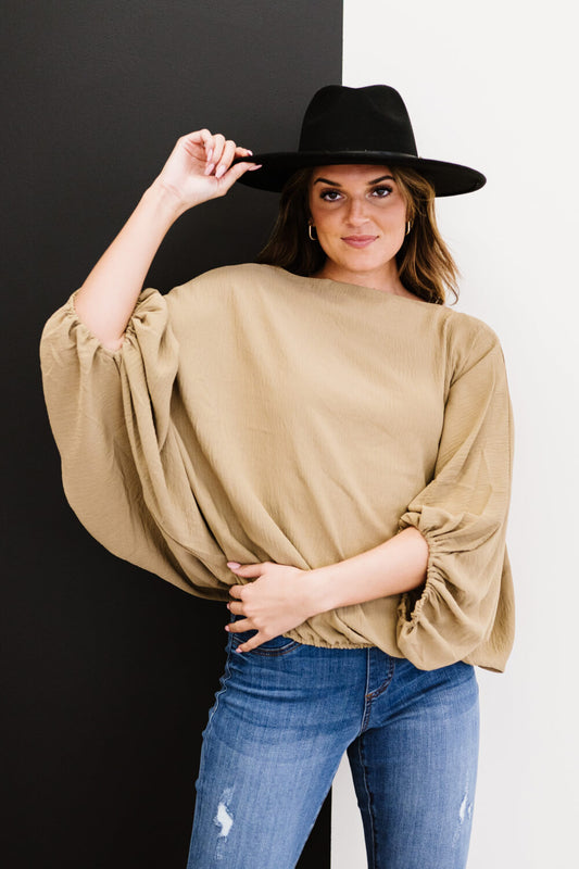 ODDI Blow Me Away Full Size Run Balloon Sleeve Blouse